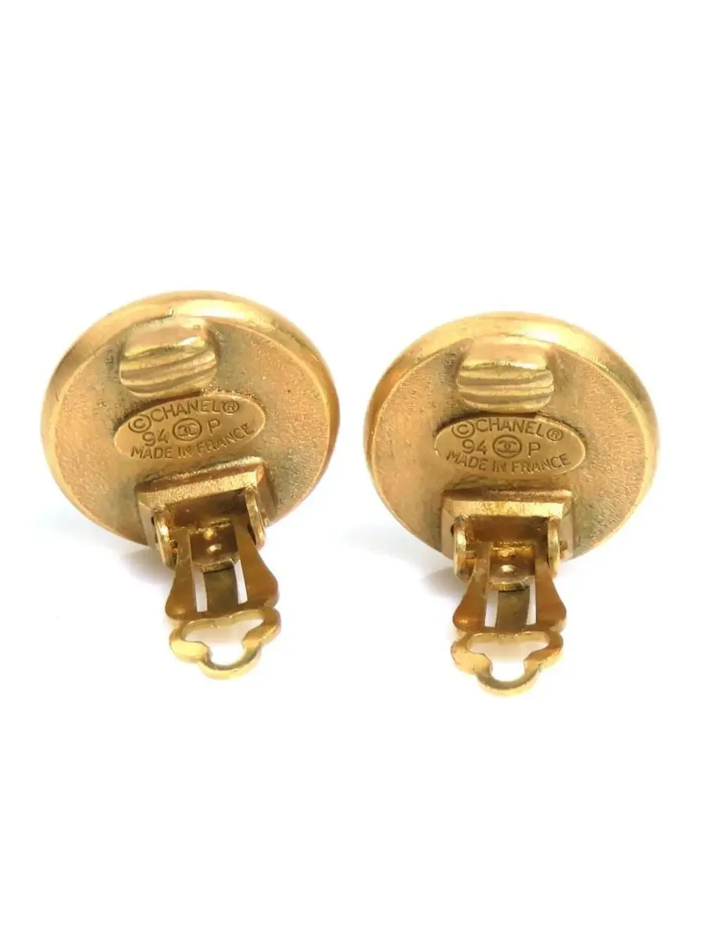 Auth Chanel Vintage Earrings Gold/Black #302720C23B